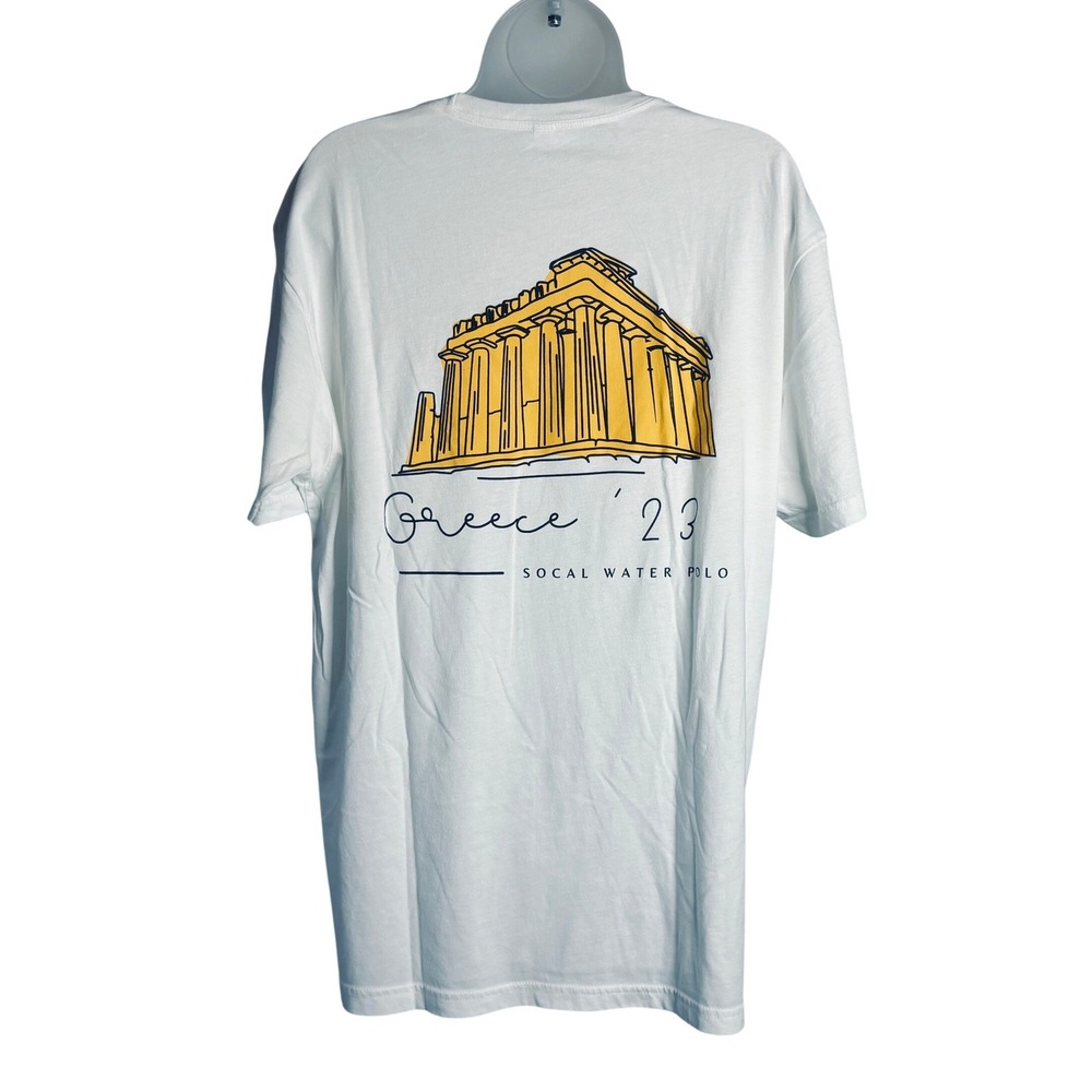 Next Level SoCal Water Polo Greece 2023 White Graphic T-Shirt | XL